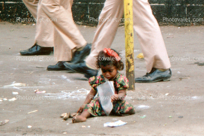 Girl Playing on the Sidewalk, Mumbai, India