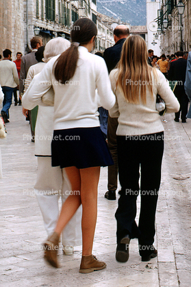 walking, women, Dubrovnick