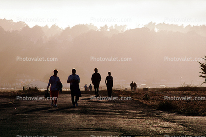 People Walking, sunset, Crissy Field