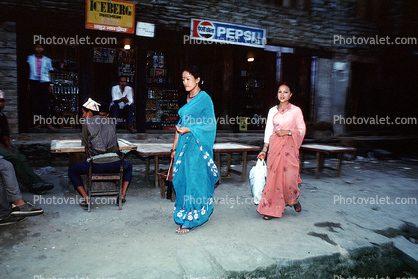 Women, Sari, tables, cafe, Stores and Shops along the Road in the Himalayas, Araniko Highway, Pepsi, restaurant, Kodari