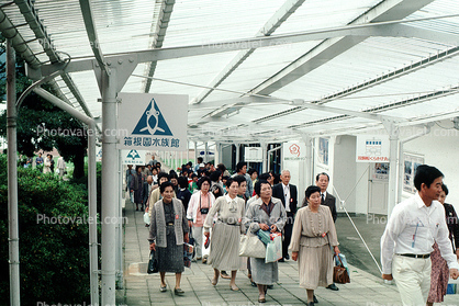 Crowded, Women, Female, Walking, 1983, 1980s