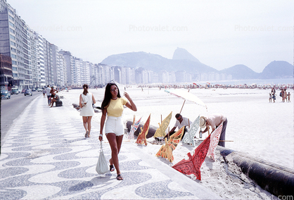 Woman, Walking, Purse, Legs, Beach, Sand, Copacabana Beach, Rio de Janeiro, Ocean