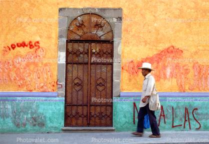 Man Walking, Door, Doorway, Entrance, Wall, Morelos, Mexico