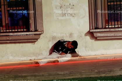 Man sleeping on the streets, Oaxaca, Mexico
