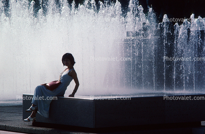 Water Fountain, aquatics, girl, lady, feminine, female, woman, women, sitting