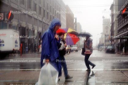 Rainy Day, crosswalk, umbrellas