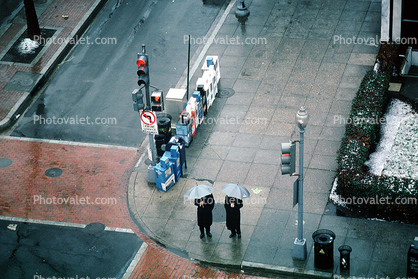 umbrella, rain, sidewalk, crosswalk