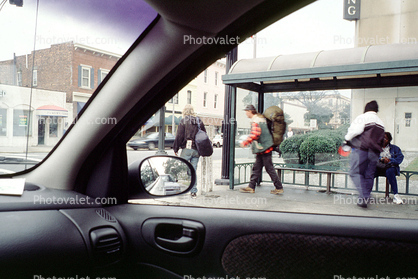 Car, Mirror, Bus Stop, Savannah Georgia