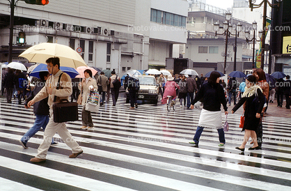 rain, umbrellas, wet, slippery, inclement weather, sidewalk