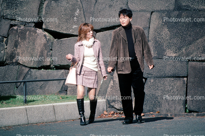 Tokyo, Palace, Coat, Formal, Skirt, Boots, Purse, Legs, Stone