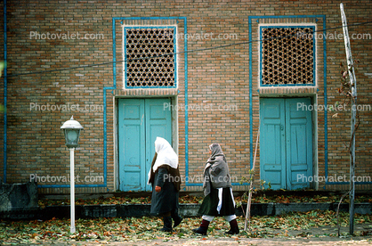 Women, Waling, leaves, Samarkand, Uzbekistan