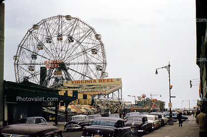 Virginia Reel Roller Coaster, Wonder Wheel Ferris Wheel, 1956, 1950s