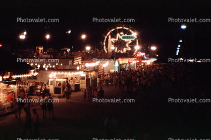 Ferris Wheel, booths, Ride, night, nighttime, Myrtle Beach, October 1959, 1950s