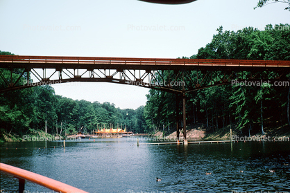Bridge, River, Trees, forest, water, arch, Busch Gardens