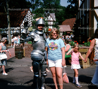 Shining Knight in Armor, girls, purse, shorts, buildings, Busch Gardens