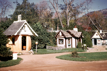 Enchanted Homes, Pumpkin House, Path, Make Believe, Land of Make Believe Park, Hope Township, New Jersey, October 1964, 1960s