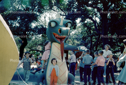 Dragon, Girl, Boy, cute, Children's Fairyland, Oakland, 1950s