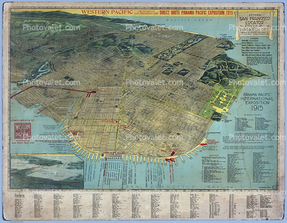 Map of San Francsico and the Panama Pacific International Exposition of 1915