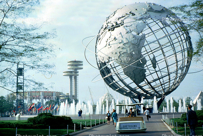 Greyhound transportation, tram, Unisphere, Earth, Globe, New York World's Fair, 1964, 1960s