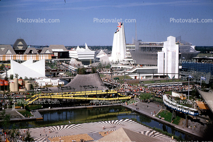 Great Britain Pavilion, Tram, Monorail, skyline, Expo-67, Montreal, Canada, 1967, 1960s