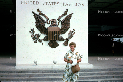Woman, Purse, Eagle, United States Pavilion, New York World's Fair, 1964, 1960s