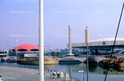 Traveler's Insurance Pavilion, Building, Red Umbrella Dome, Bell Telephone Pavilion, New York Worlds Fair, 1964, 1960s
