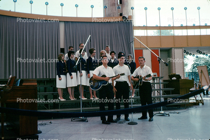 Choir, stage, guitar, New York World's Fair, 1964, 1960s