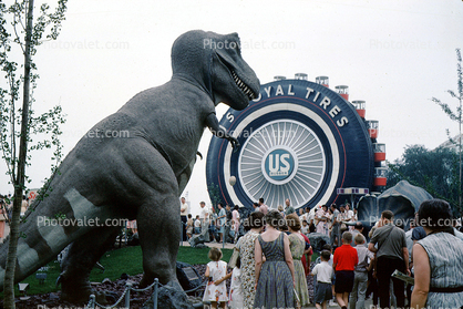 US Royal Tires, Sinclair Oil Pavilion, Tyrannosaurus Rex, Dinosaur, Dinoland, New York World's Fair, 1964, 1960s, Trex, T-Rex, New York Worlds Fair