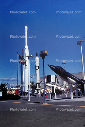 US Space Pavilion, Gemini, Titan II Mercury-Atlas, Rockets, NASA, spaceflight, New York Worlds Fair, 1964, 1960s