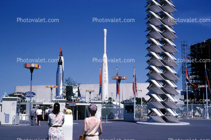 US Space Pavilion, Gemini, Titan II Mercury-Atlas, Rockets, NASA, spaceflight, New York Worlds Fair, 1964, 1960s