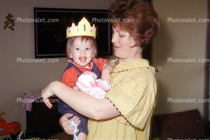 crown, smiles, arm, girl, one year old, Woman, Happy, cute, May 1966, 1960s