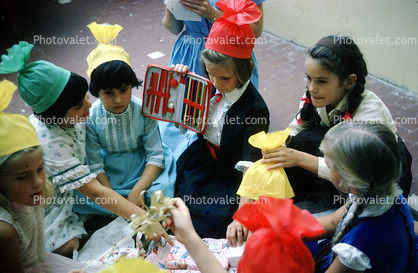 Girls, Presents, Dolls, Hats, October 1964, 1960s