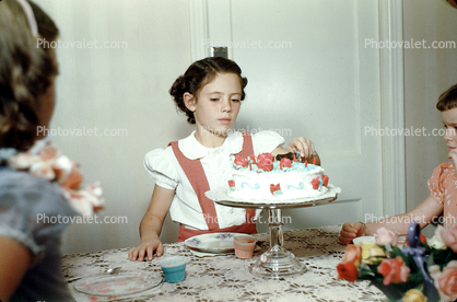 Girl, Cake, dress, 1950s