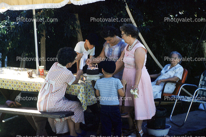 Backyard, Cake, Candles, March 1961, 1960s