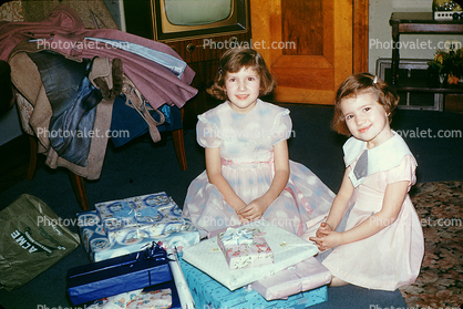 Birthday Girls with lots of Presents, Gifts, 1950s
