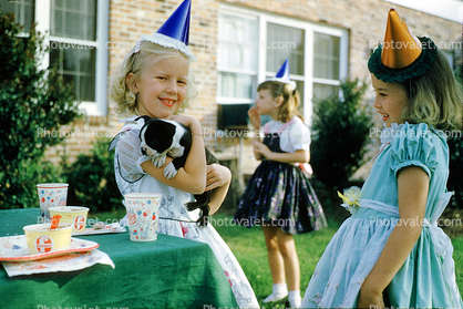 Party Dress, Smiles, Puppy, Girls, Hats, Cute, Foremost Ice Cream, 1950s
