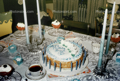 Cake, Candles, Coffee Cup, Lace, Desert