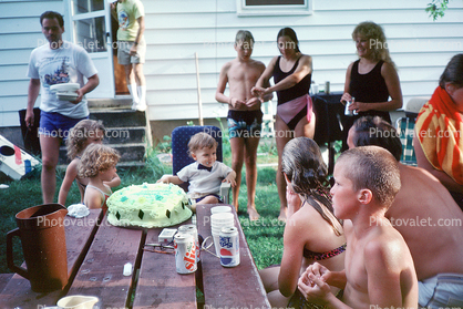 Birthday Cake, Backyard, Summertime, 1950s