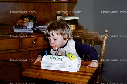 Three Year Old, Birthday Boy, Candles, cake, car, 1950s