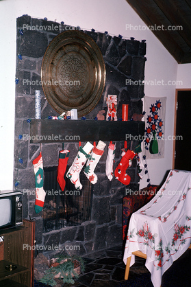 stockings, fireplace, 1940s