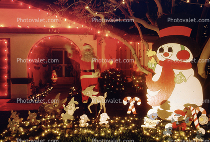 Santa Claus, snowman, bambi, rabbit, candy cane