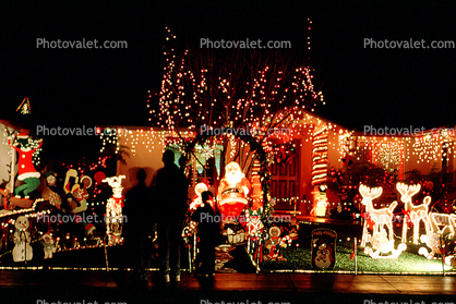 Christmas Lights, decoration, storybook scene, reindeer, Santa Claus, frontyard, house, home, Nipomo