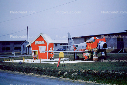 F-86 as Santa's Sleigh, Playhouse, Mailbox, Front Lawn, Retro, 1950s