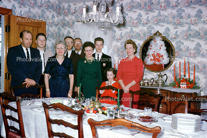 Grandma, dinning, dinner, smiles, 1950s