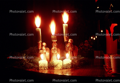 Nativity Scene, Candles, Three Wisemen, 1950s