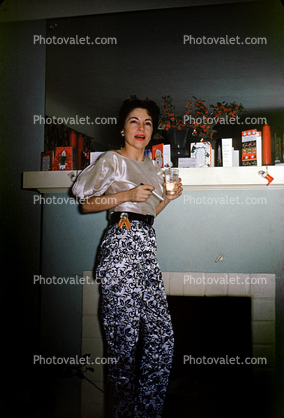 Smoking Skinny lady with Christmas Cards, 1940s