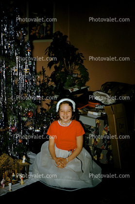 Smiling Girl at the Christmas Tree, 1940s