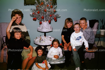 Tiny Christmas Tree, Boys, Girls, smiles, 1960s