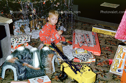 Boy, Presents, Toy Crane, 1950s