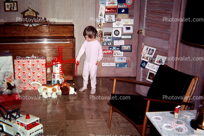 Girl and her Toy Dog, presents, piano, December 1963
